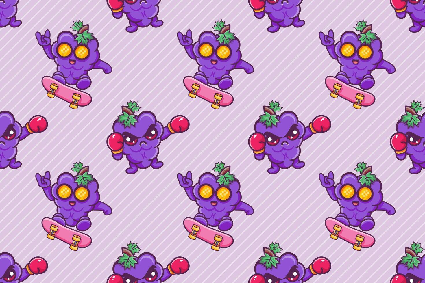 Colorful cartoon characters on purple background vector