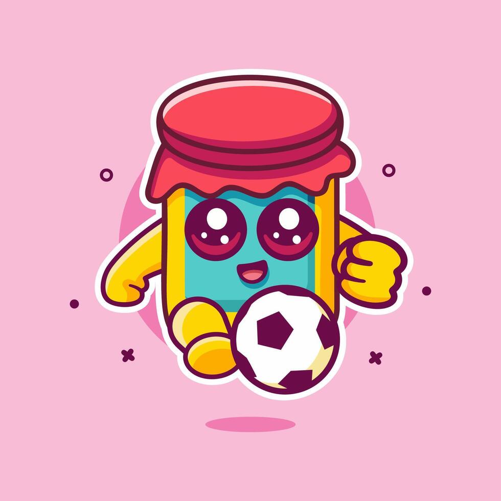 Cartoon jam jar with soccer ball vector