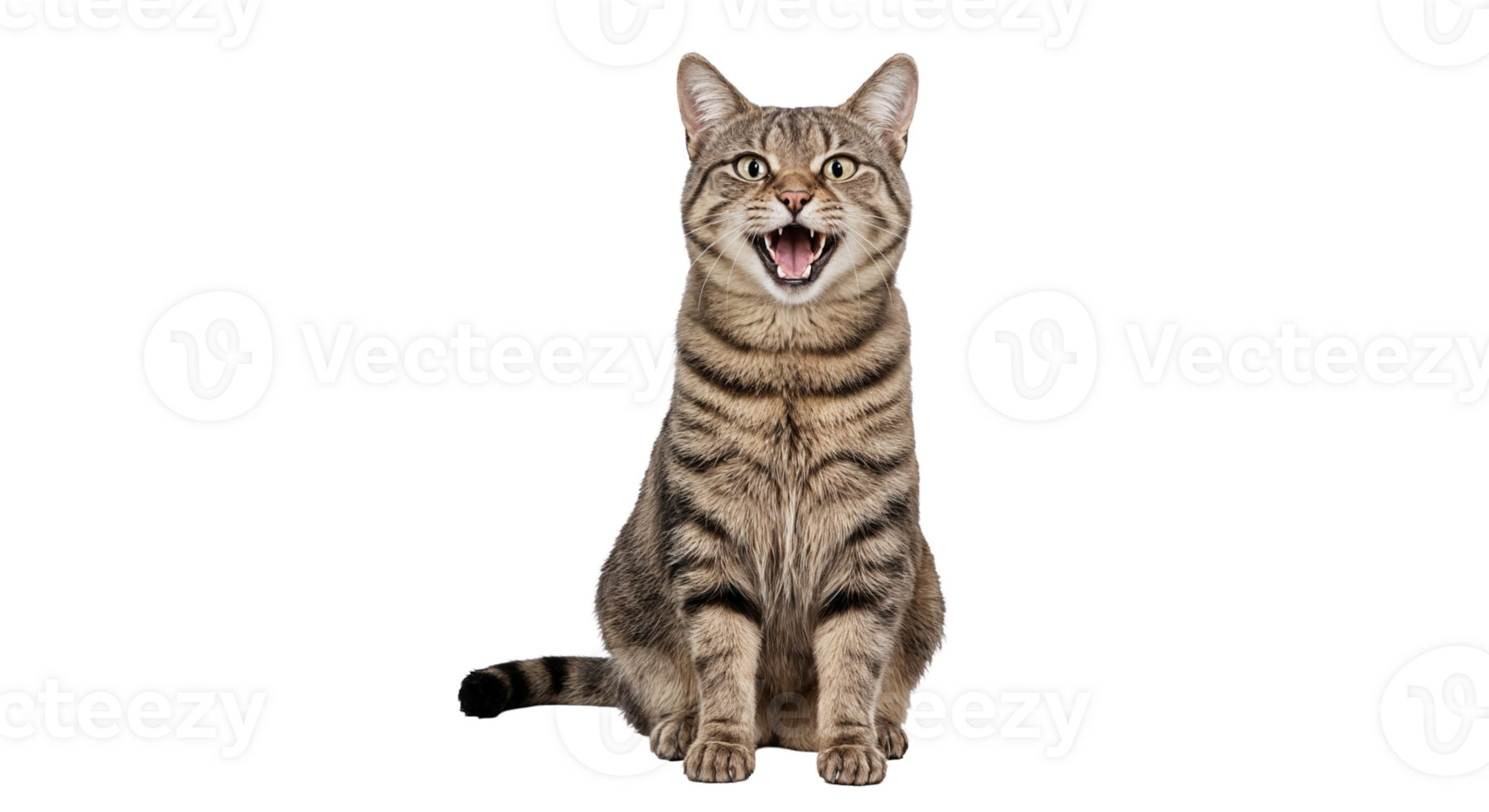 Tabby Cat With Open Mouth On Transparent Background png