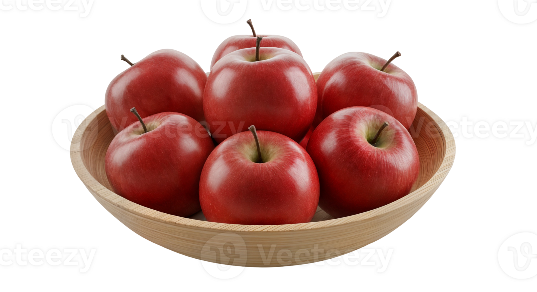 Red apples in a basket with transparent background fruit collection png
