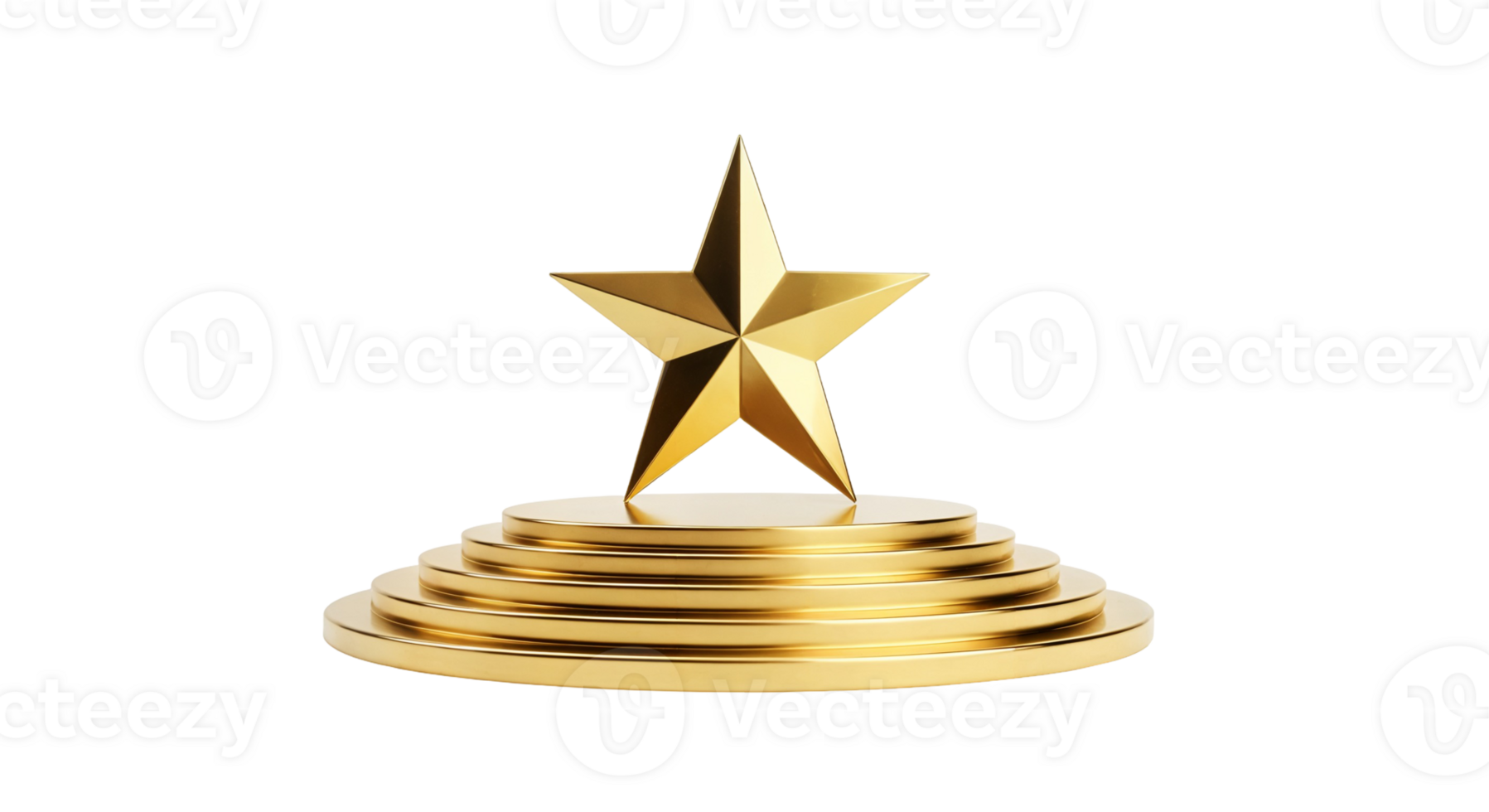 Golden Star on Tiered Stage Transparent Success Award png