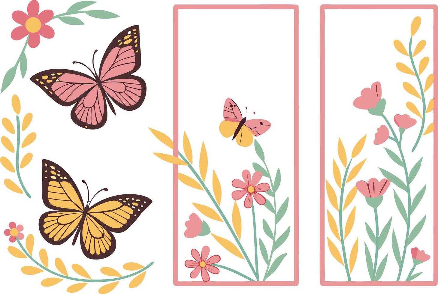 Elegant Butterfly Border Design Set for Creative Projects vector