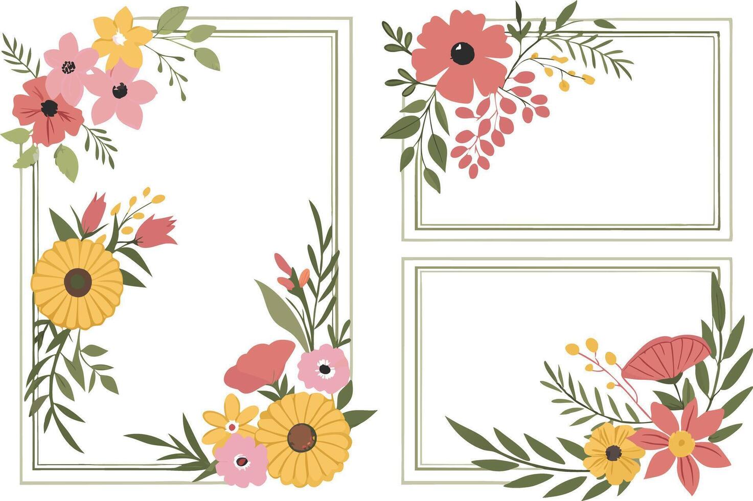 Elegant Floral Border Design Collection for Creative Use vector