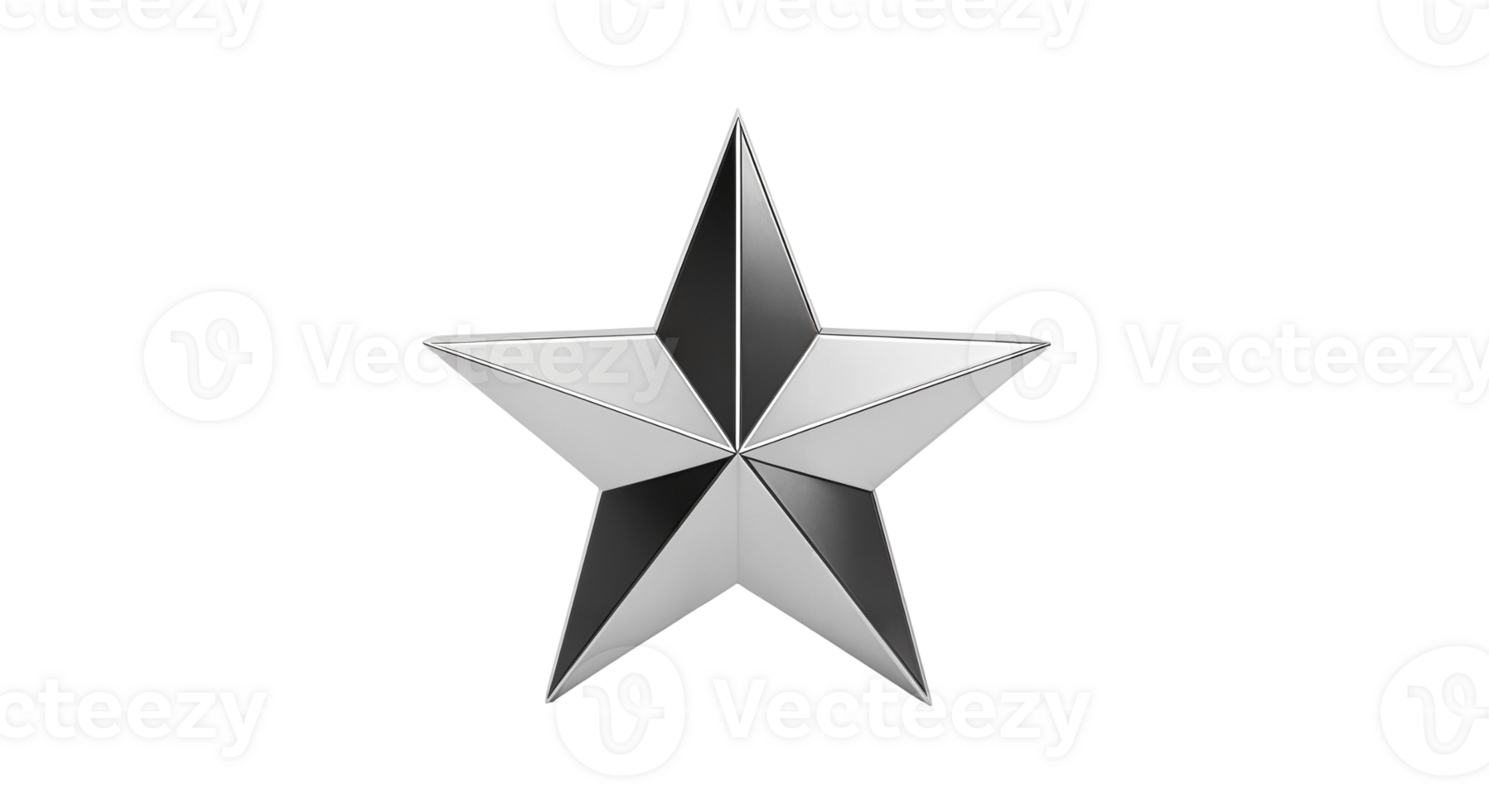 Isolated Five Pointed Star Shiny and Metallic Looking on Transparent Background png