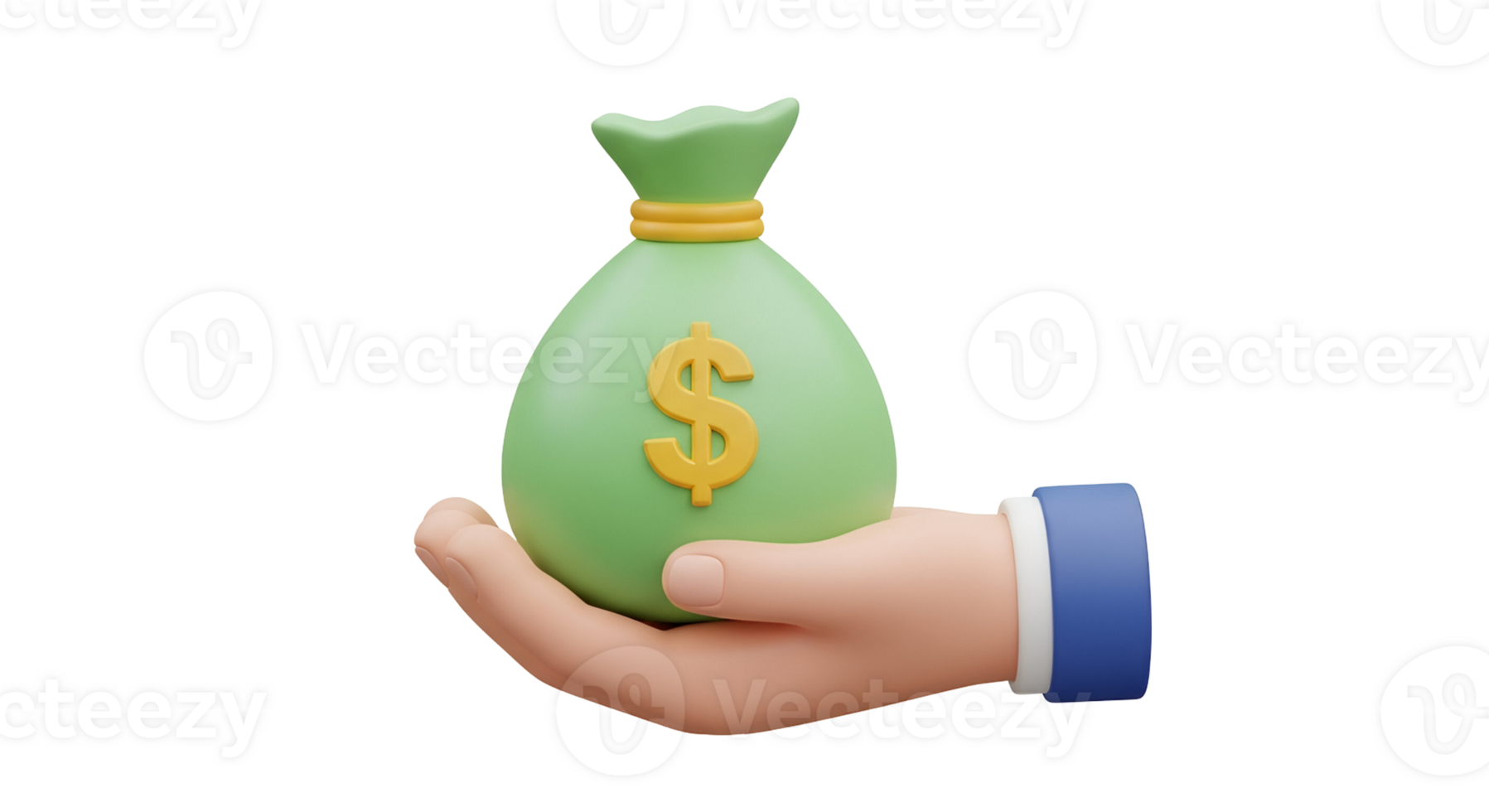 Hand Holding Green Money Bag With Yellow Dollar Sign Isolated on Transparent Background png
