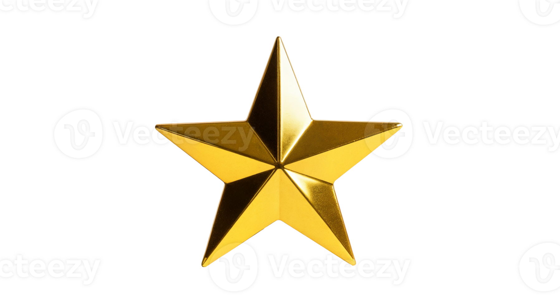Golden Five Point Star Shines with a Metallic Luster on Transparent Canvas png