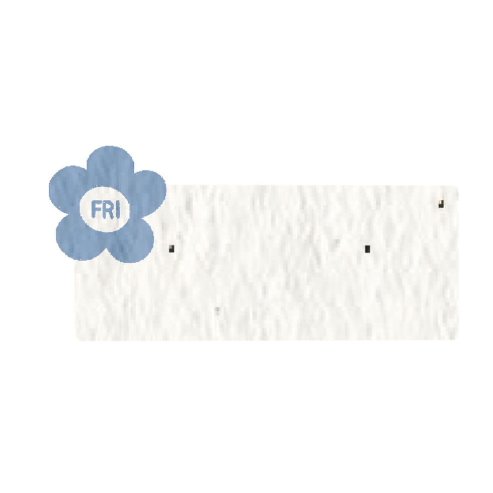 Cute paper notes, journal, to do list, memo sheet stickers, blank diary decor elements for daily planner, Friday with blue flower. png