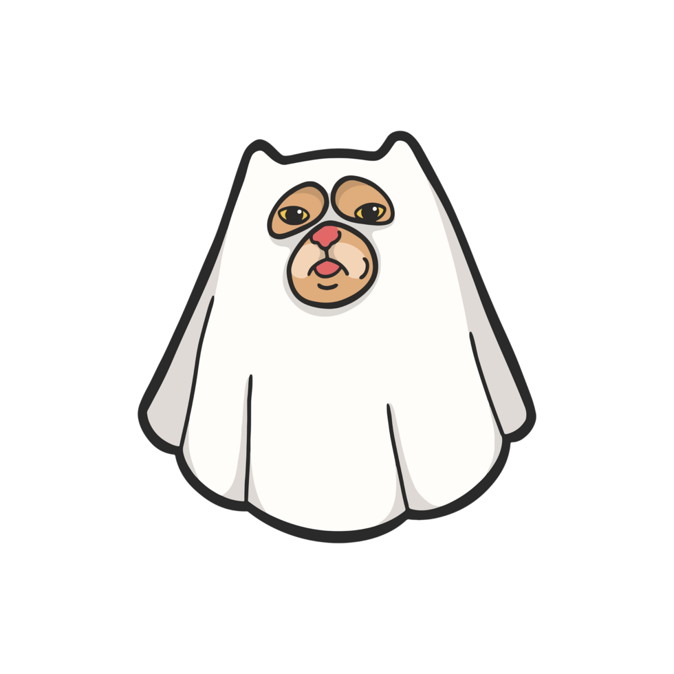 Ghost Cat Meme Sticker Transparent Cute Illustration png