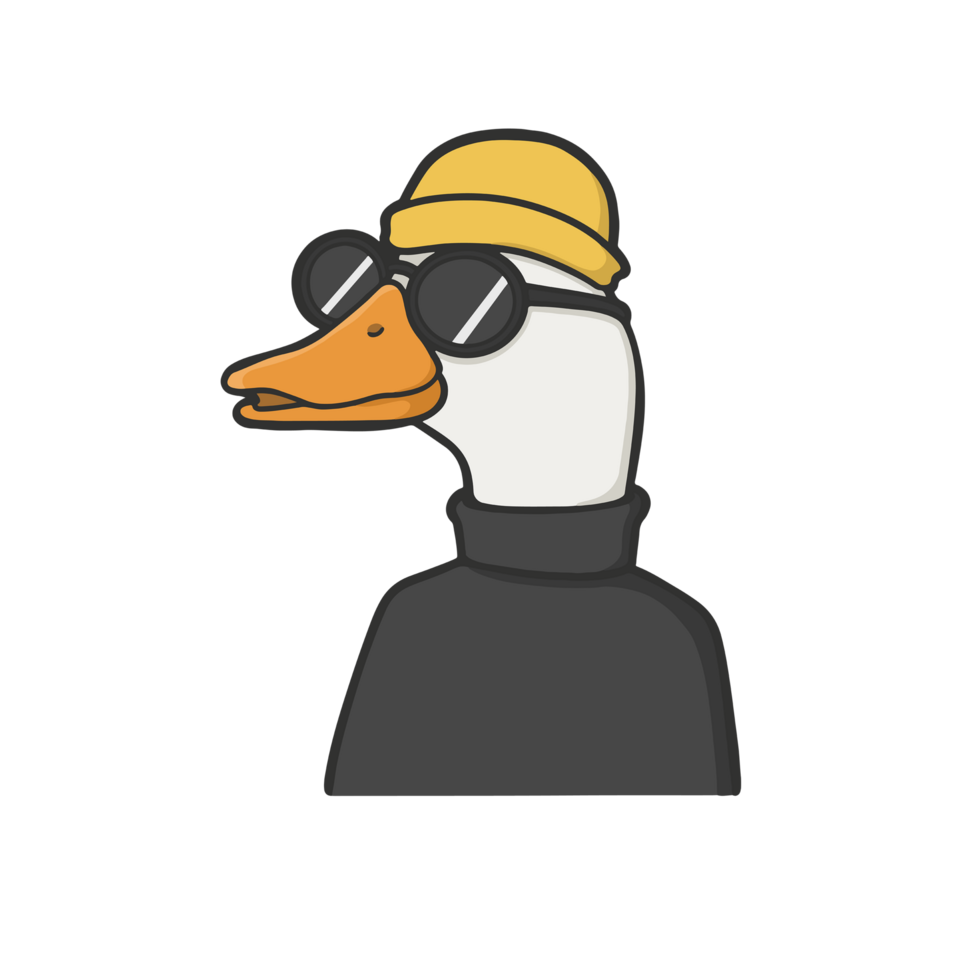 Sunglasses Duck wearing bennie Meme Sticker Transparent Cute Illustration png