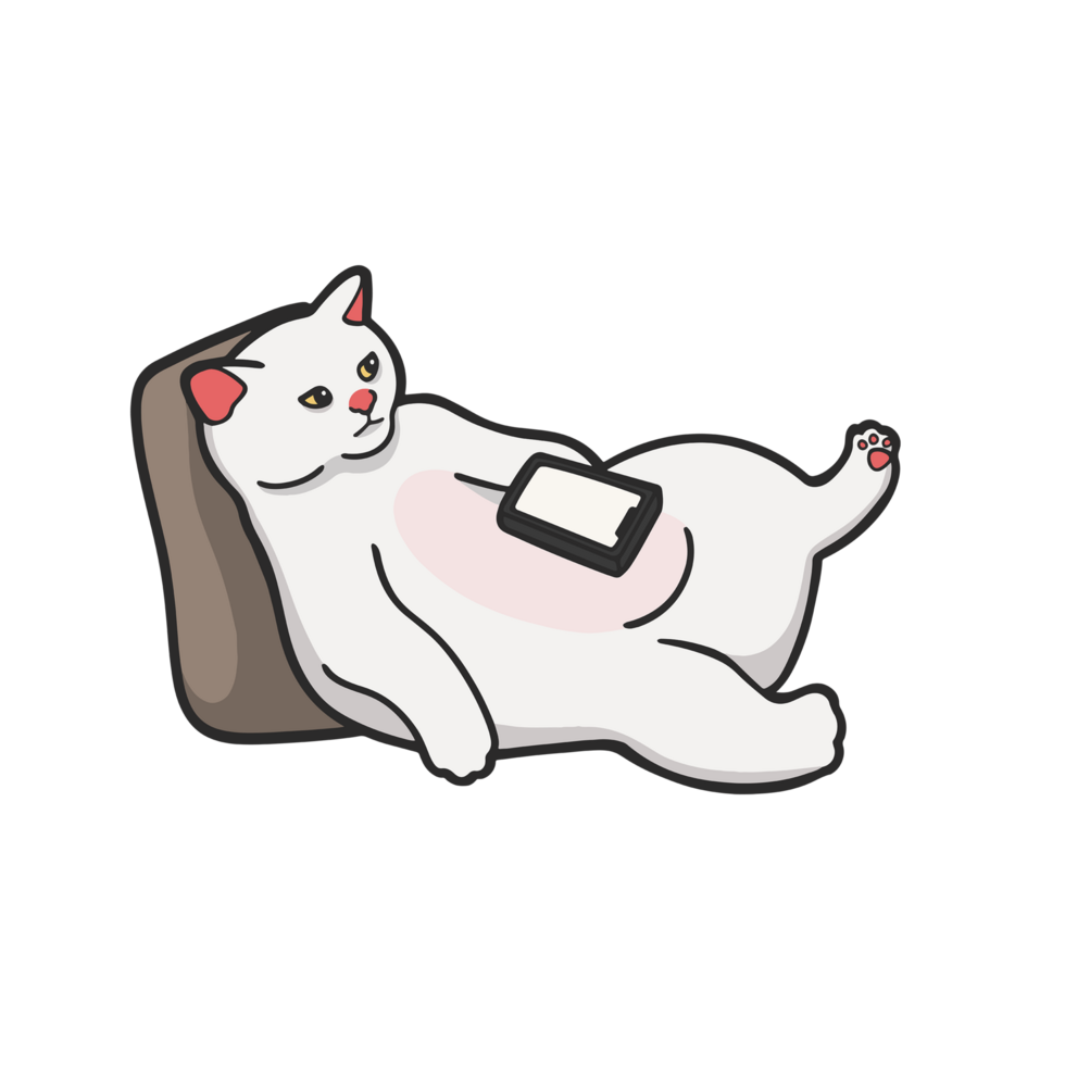 Waiting for you to call me cat Meme Sticker Transparent Cute Illustration png