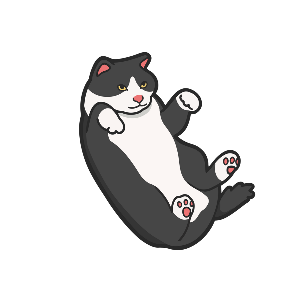Laying Down Cat Meme Sticker Transparent Cute Illustration png