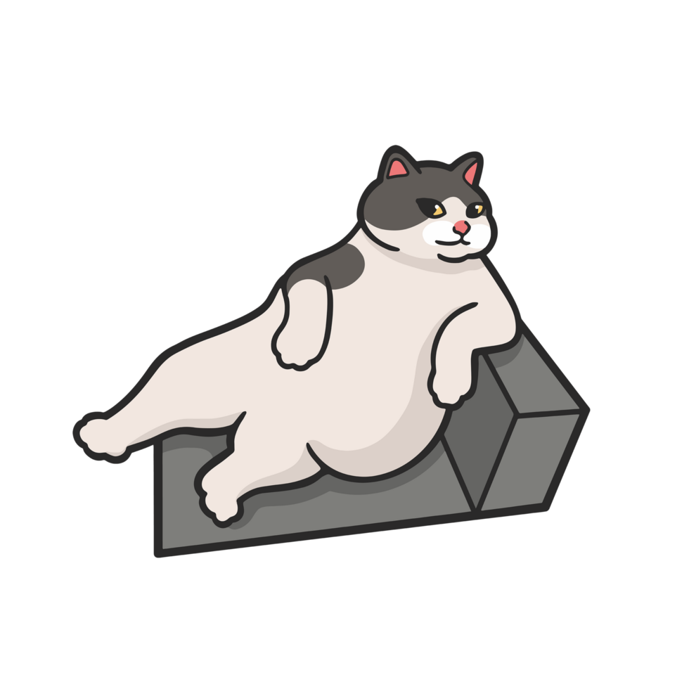 Sitting Chill Cat Meme Sticker Transparent Cute Illustration png