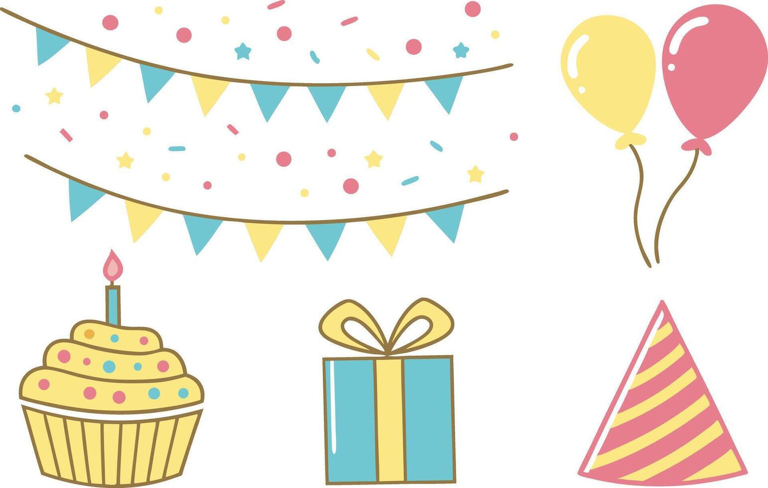 Birthday Elements Clipart Set for Party Designs vector