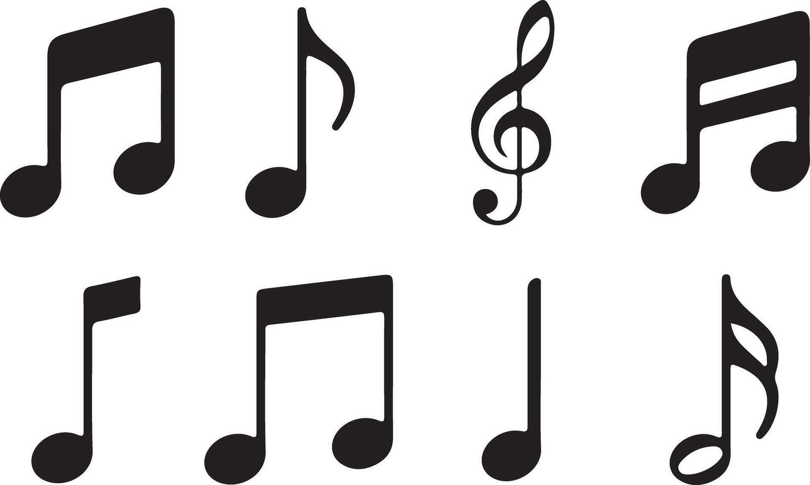 Music Icon Collection in Black Silhouette Style for Creative Use vector
