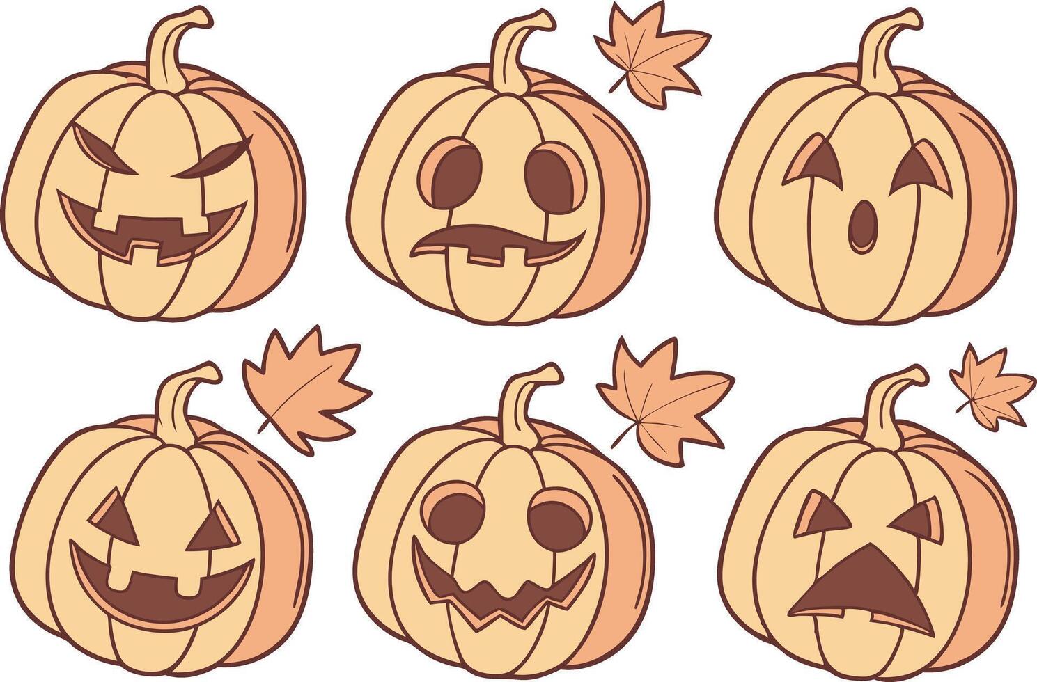 Pumpkin Carving Clipart Set for Halloween vector