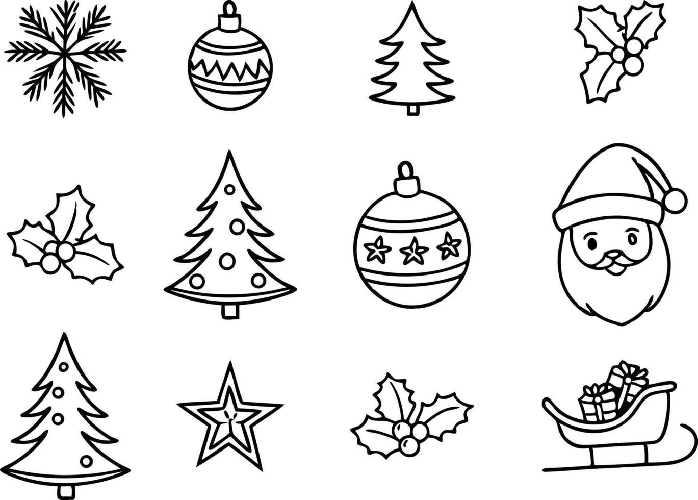 Sketch style christmas doodles perfect for greeting cards wrapping paper and crafts vector