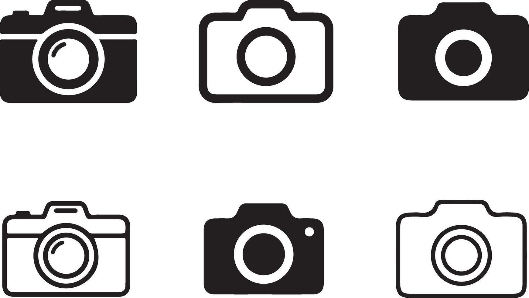 Black Silhouette Camera Icon Collection for Graphic and Web Design Projects vector