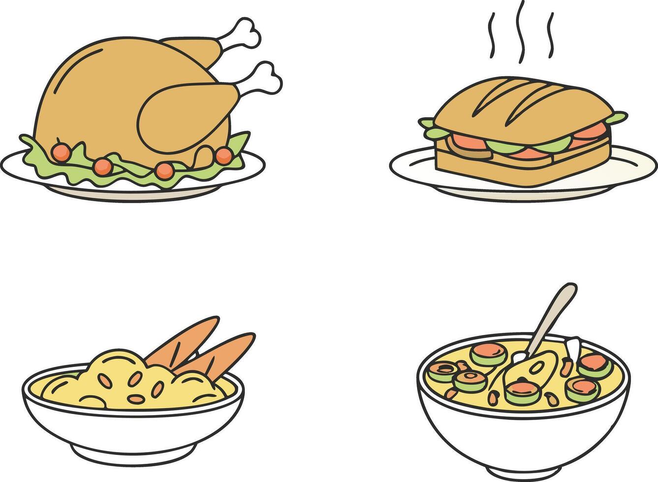 Colorful Turkey Clipart for Holiday Crafts vector