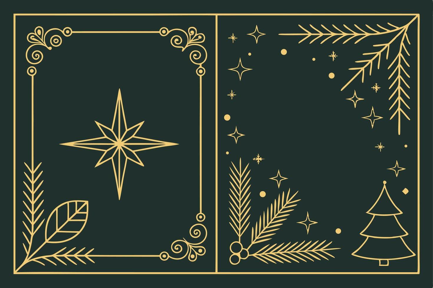 Decorative Christmas border illustrations with holiday themed frames vector