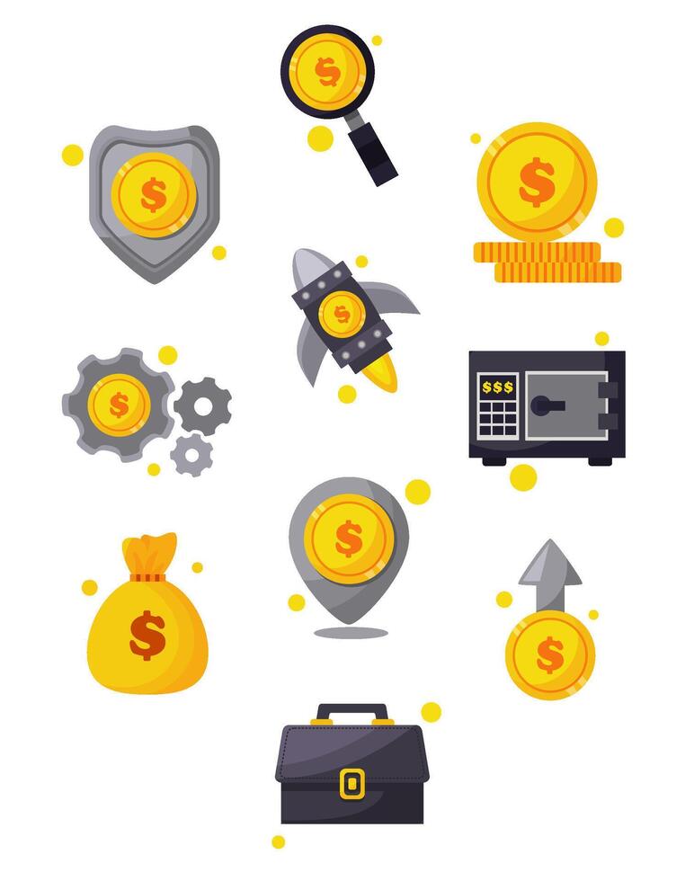 Simple Style Business Investment and Money Finance Element Icon Set vector
