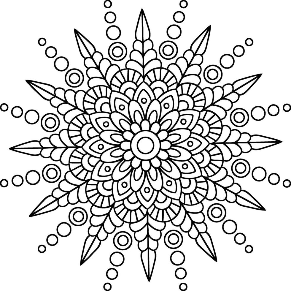 Intricate mandala design for adult coloring book vector