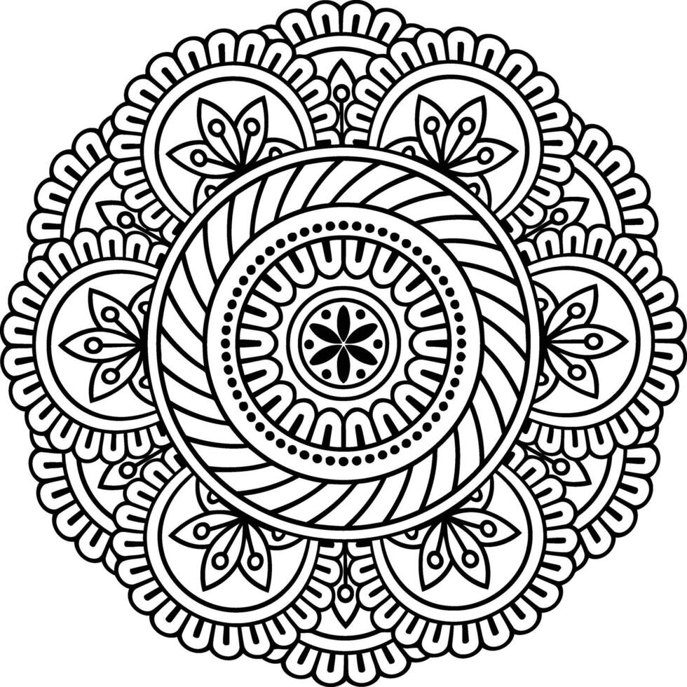 Intricate black and white circular mandala design vector