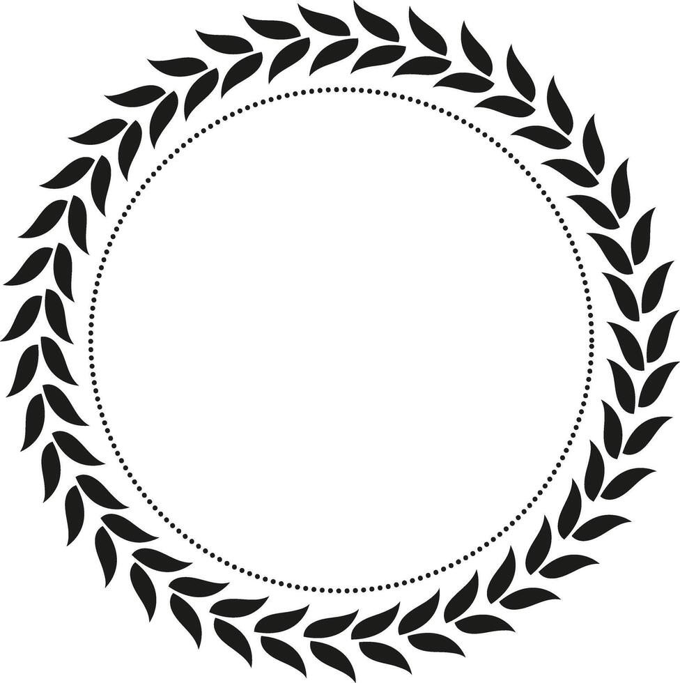 Circular black and white laurel wreath frame vector