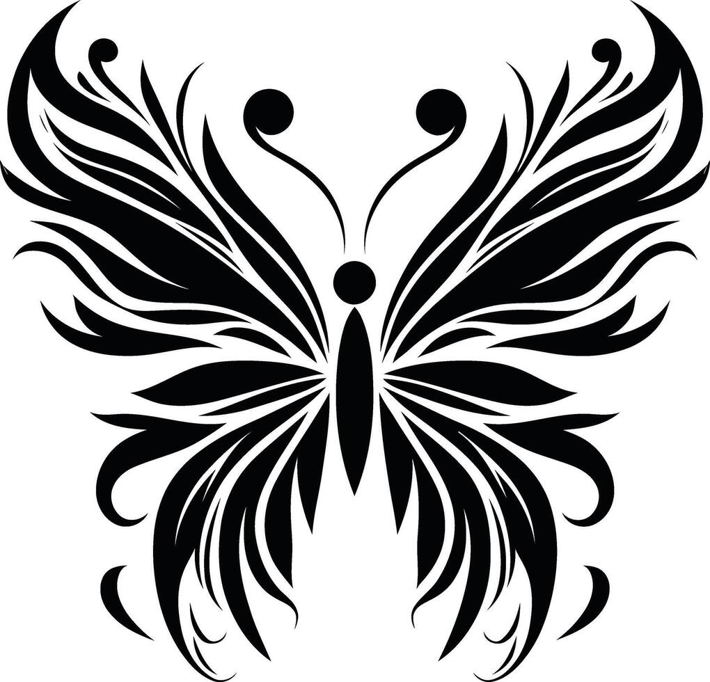 A captivating butterfly emblem representing transformation and new beginnings through artistic expression in bold black vector