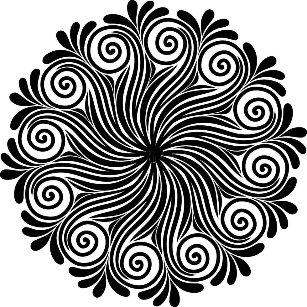 Elegant floral mandala unleashing tranquility with intricate swirling patterns in artistic relaxation with classic bold vector