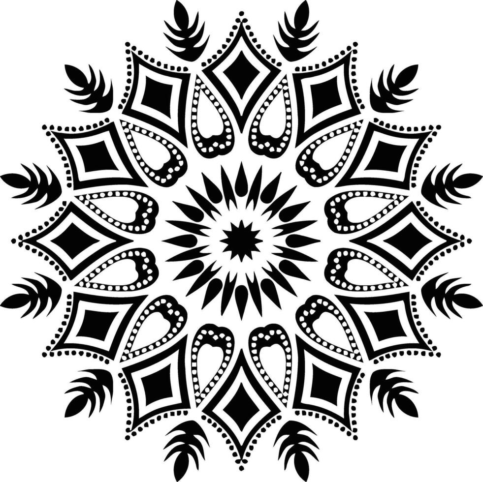 Captivating mandala design radiating elegance and intricate patterns inviting contemplation and balance stark black ink vector