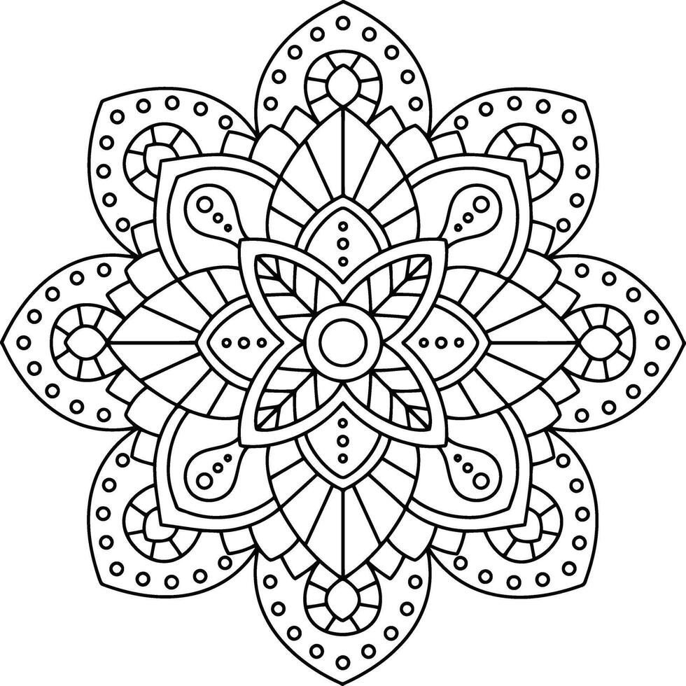 An intricate mandala design radiating peace and balance inviting mindful coloring and meditative calm against a pristine vector