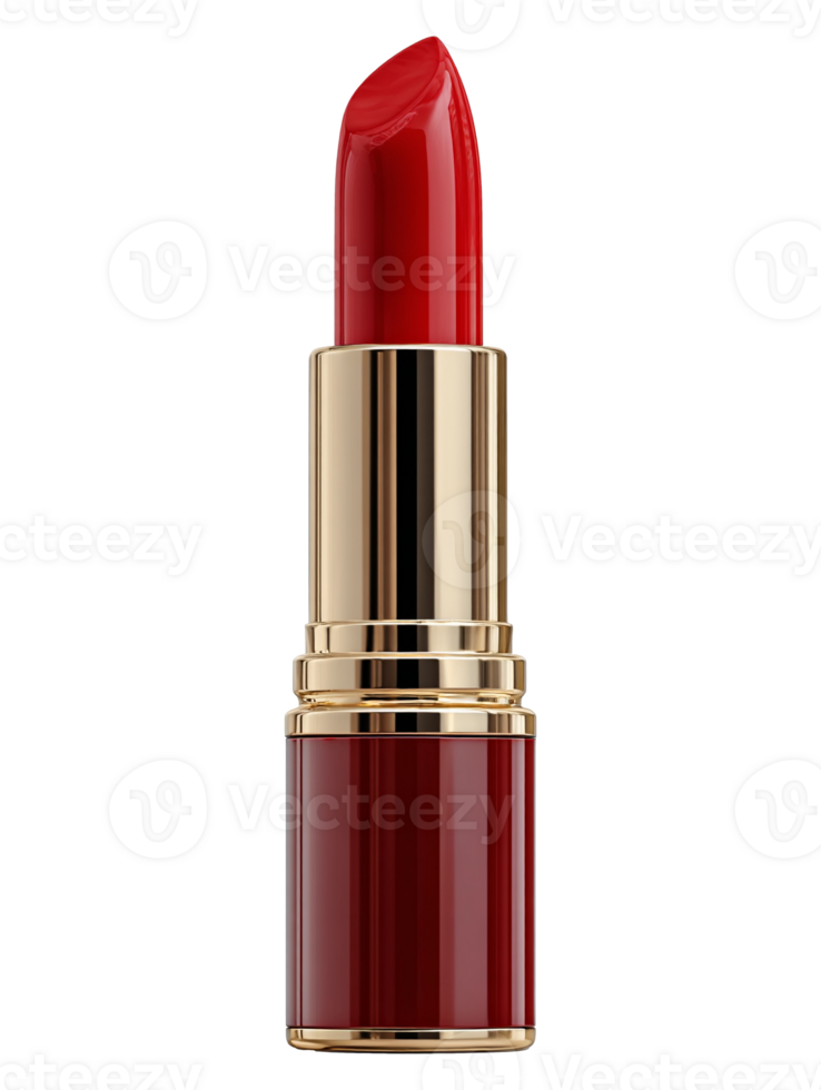Bright red lipstick in elegant gold case perfect for enhancing beauty and style for various occasions and makeup looks png