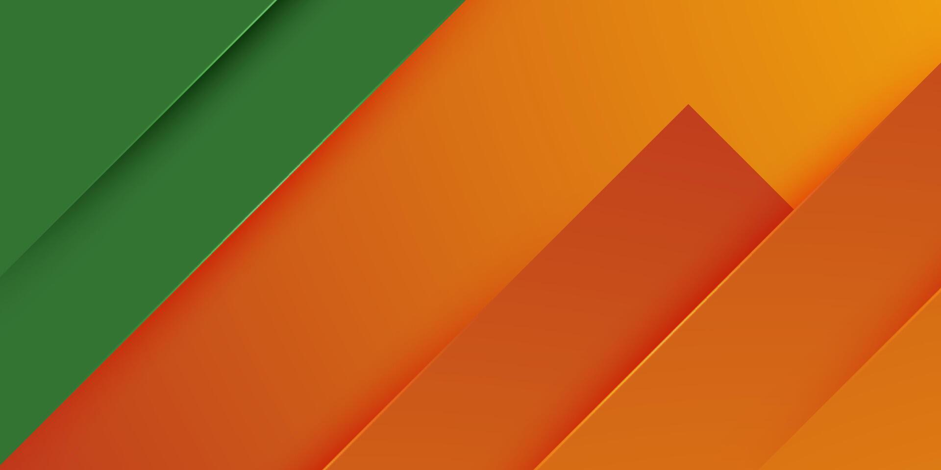 Abstract colorful orange and green overlap banner background. Papercut color shape pattern with shadow and lights design. vector