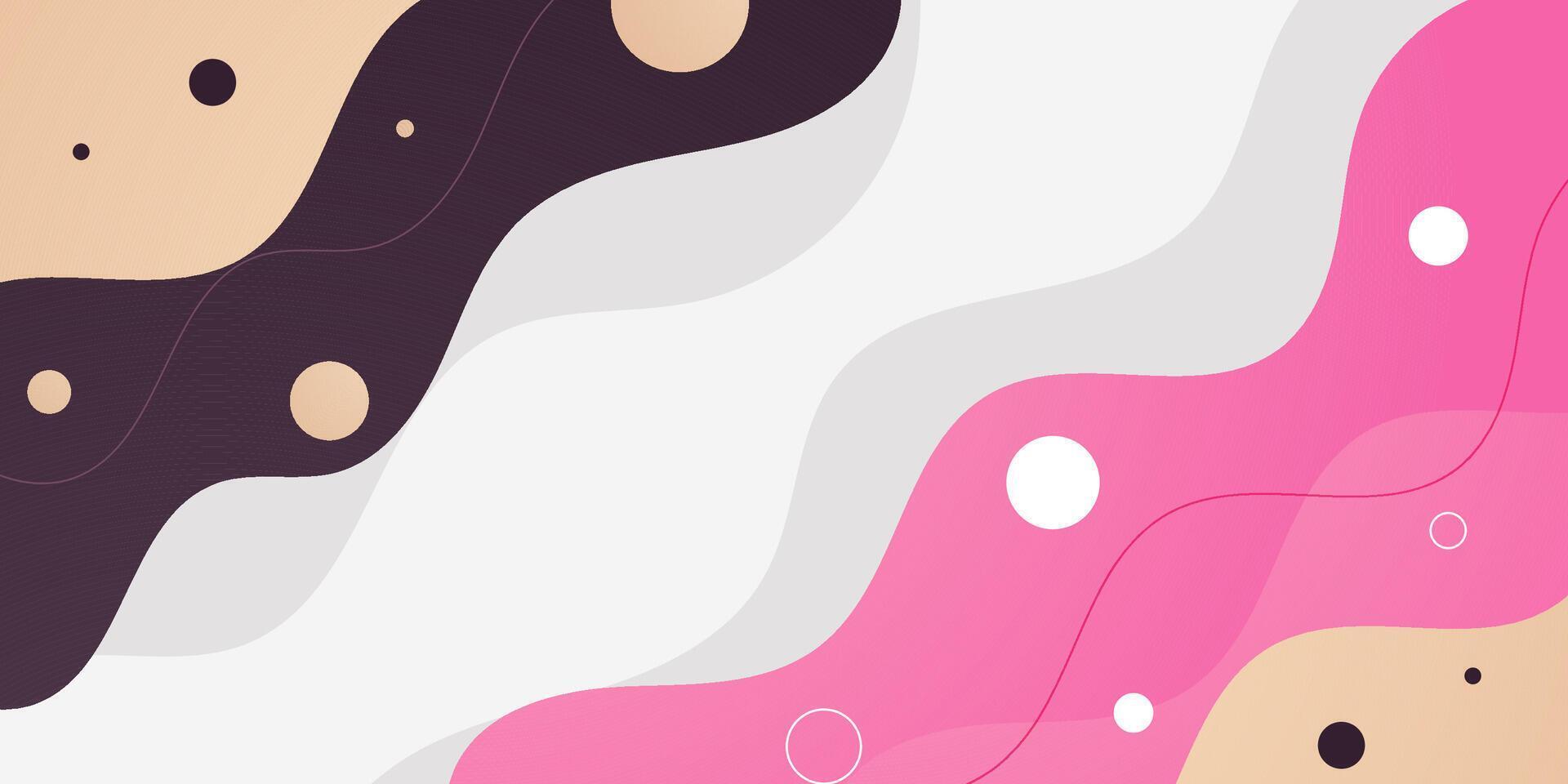 Abstract colorful wave fluid banner background. Simple brown and pink wave fluid shapes pattern on bright white background. vector