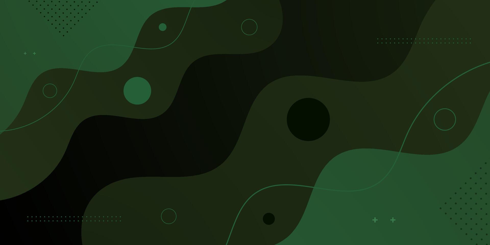Abstract dark green wave banner background. Simple and trendy wave fluid shapes pattern for background design. vector