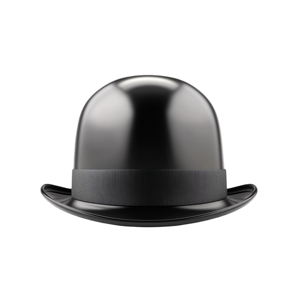 Traditional Black Bowler Hat for Costume or Fashion Design png