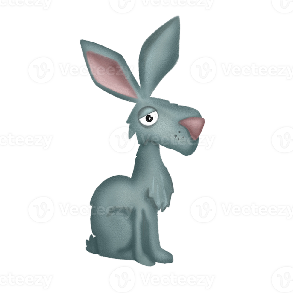 Hare animal cartoon style hand drawn illustration png