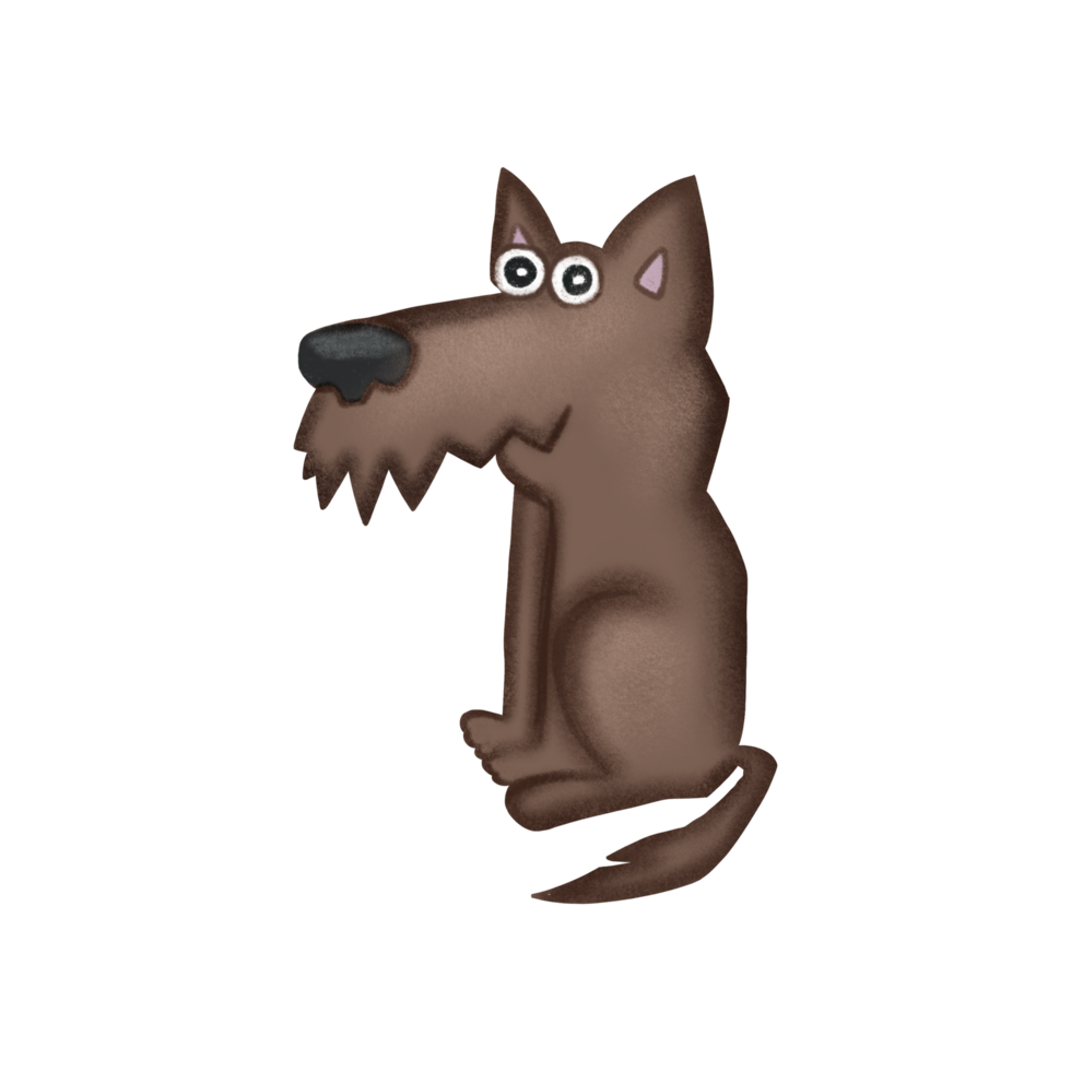 children wolf color cartoon hand drawn illustration png
