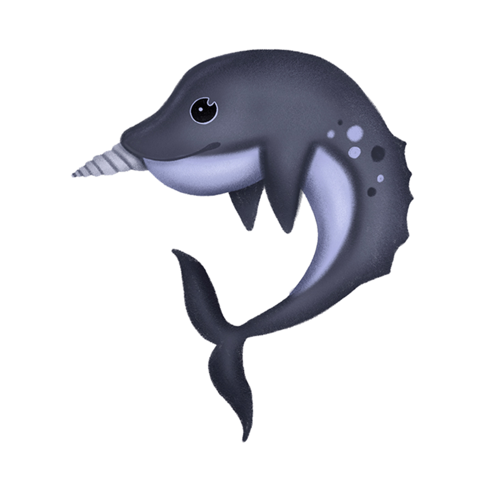 blue marlin animal style cartoon hand drawn illustration png