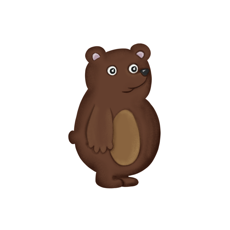 children's bear color cartoon hand drawn illustration png