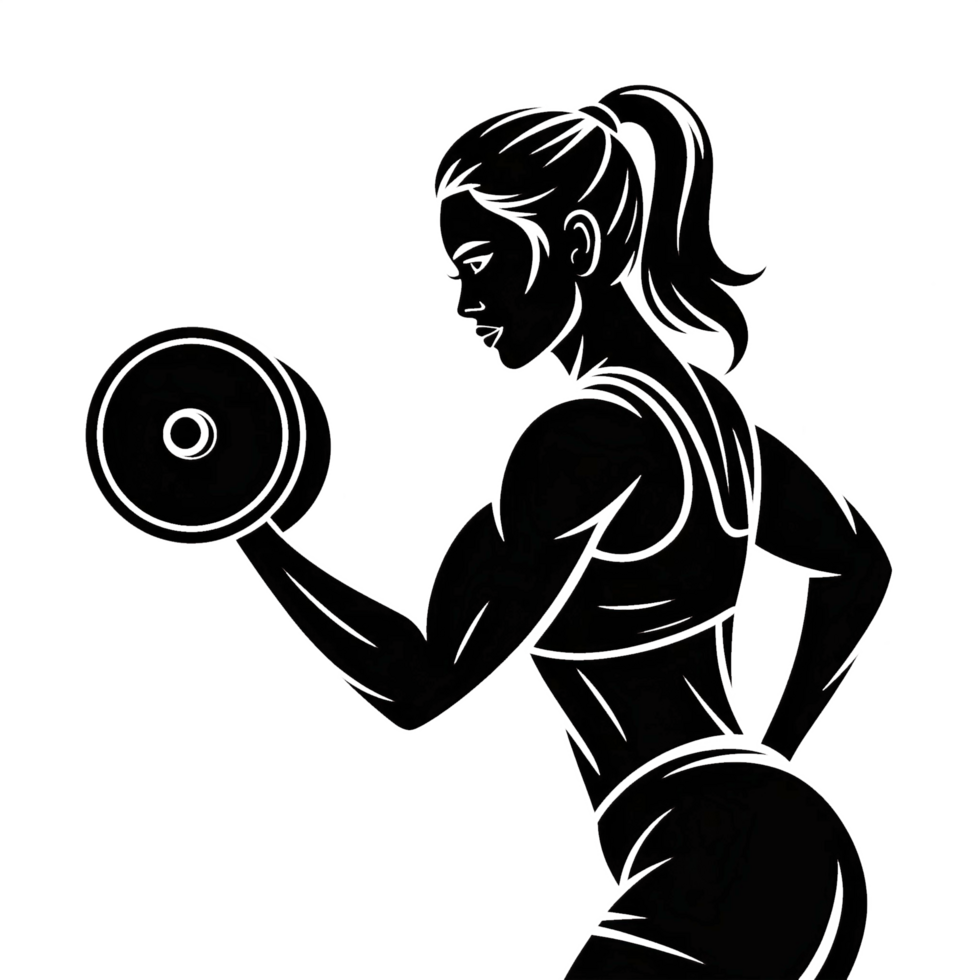 women with dumbbell silhouette png