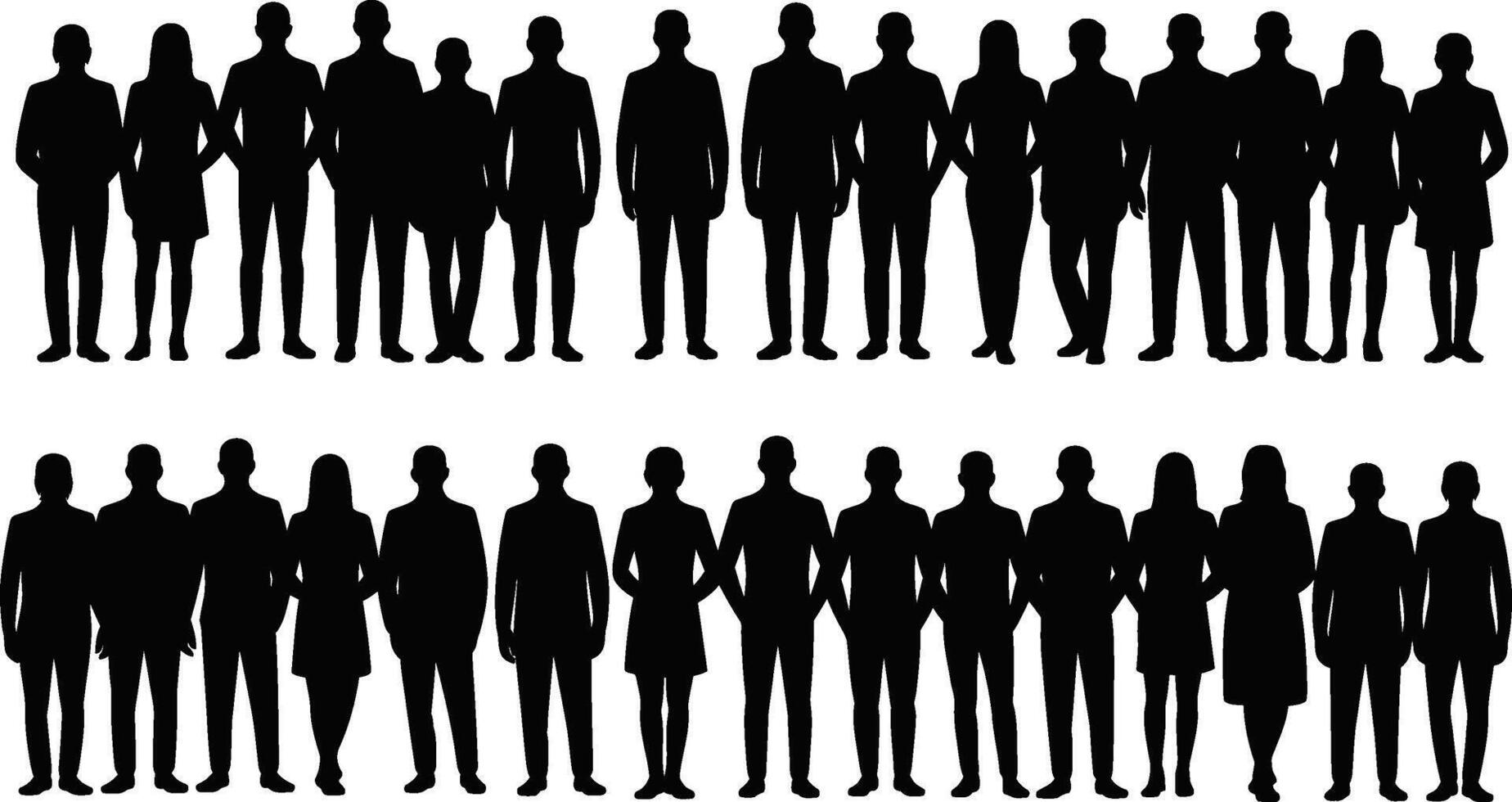 Silhouetted group of people standing together representing diversity unity and teamwork in business vector