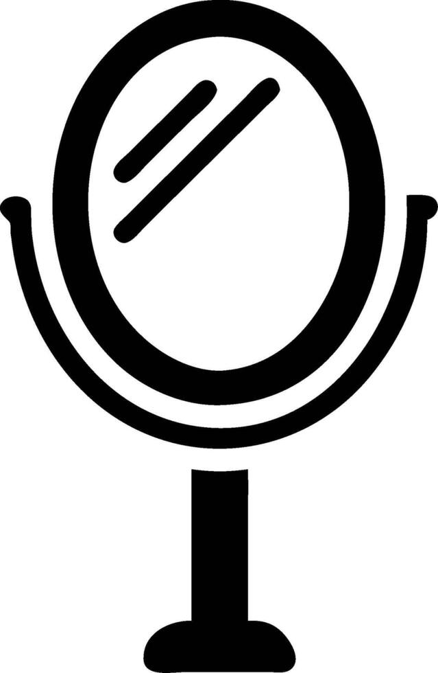 Simple black and white oval mirror icon on white background vector