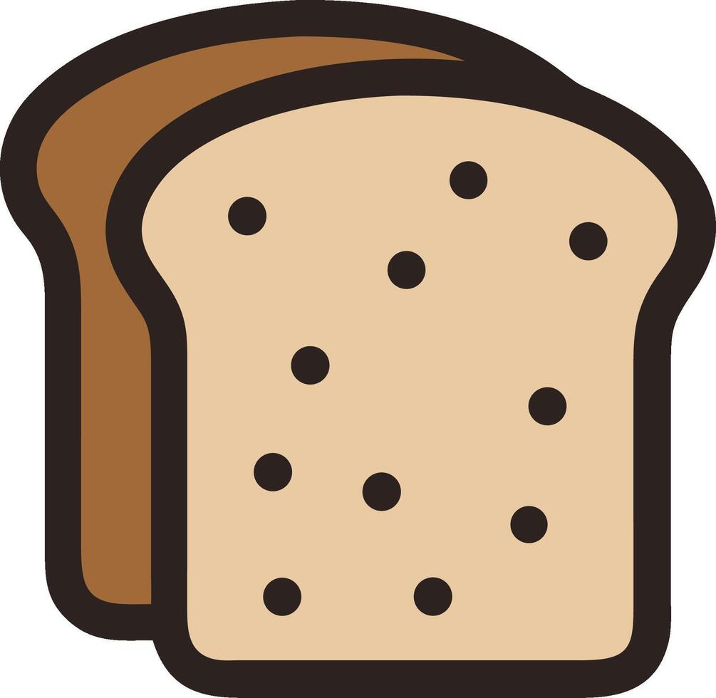 Simple illustration of two slices of brown bread with black dots vector