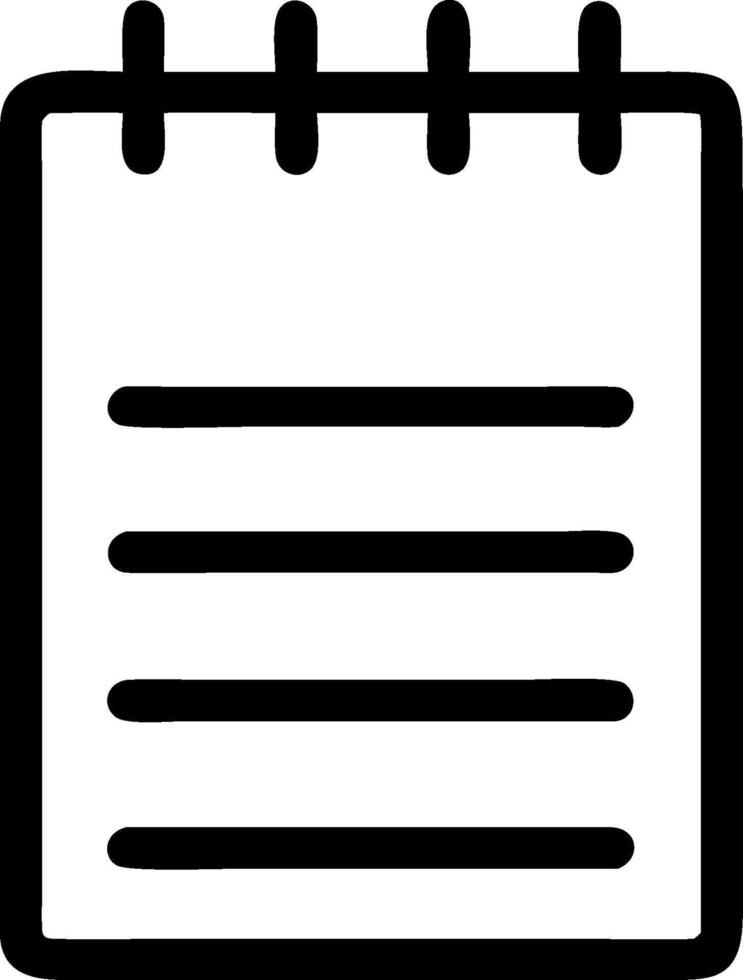 Simple black and white illustration of a notepad icon vector