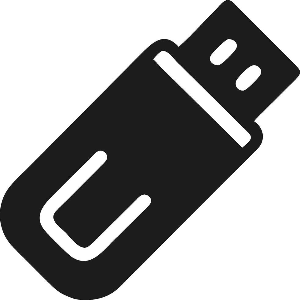 Simple black and white usb flash drive icon isolated on white vector