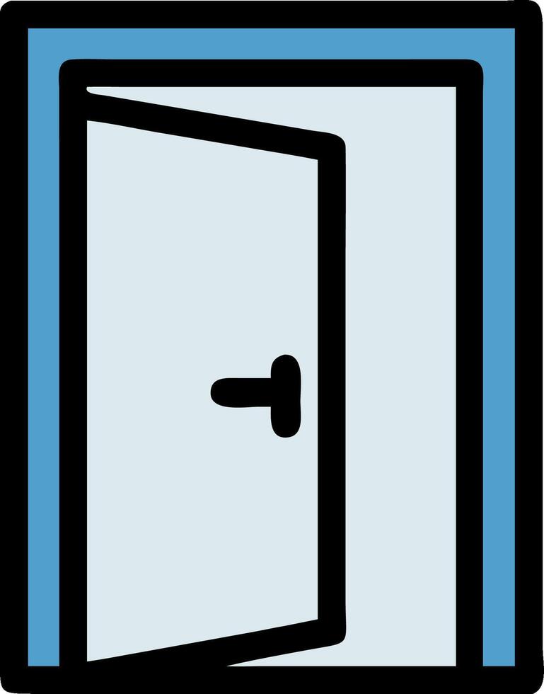 Open door icon with blue trim isolated on white background vector