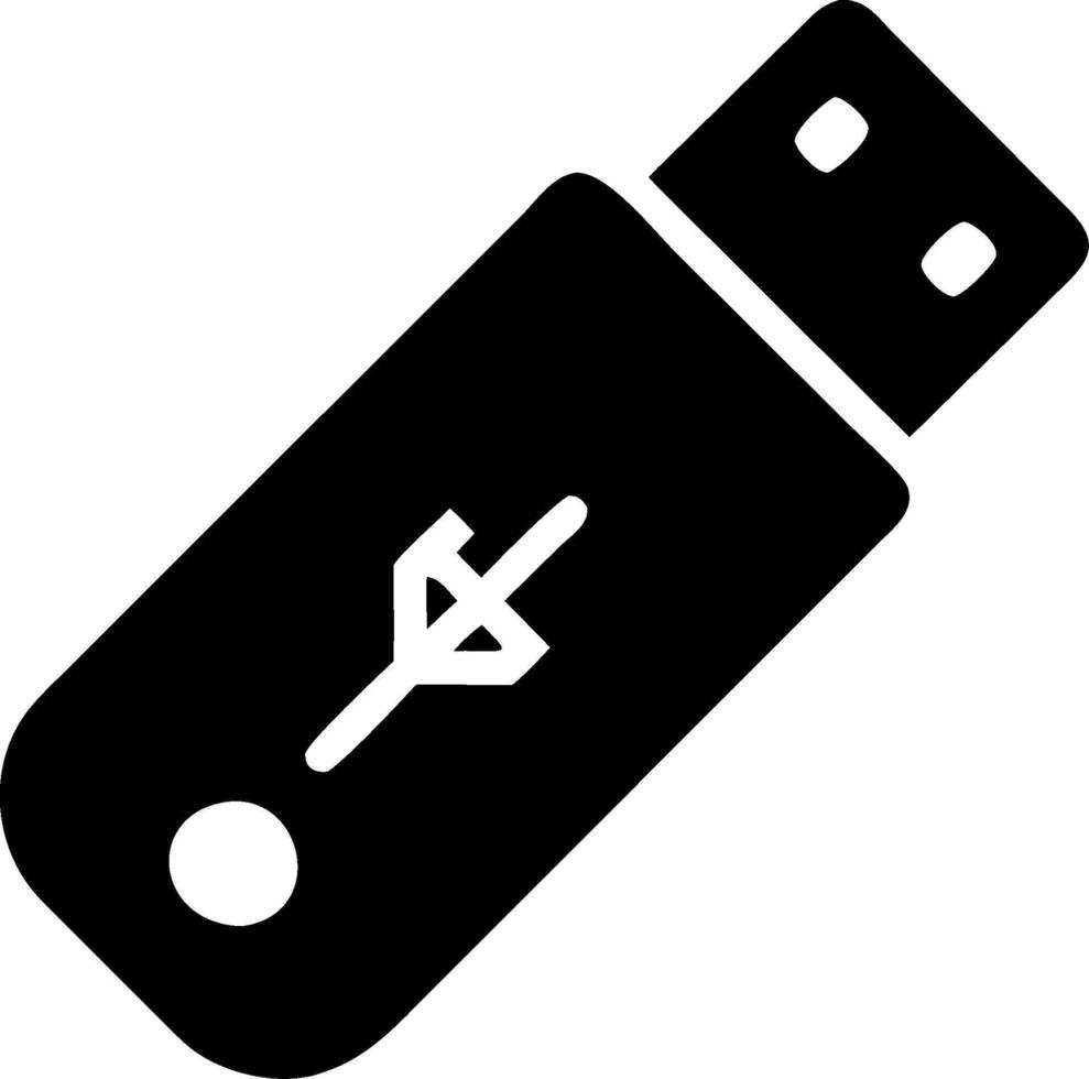 Black and white usb flash drive icon design isolated on white vector