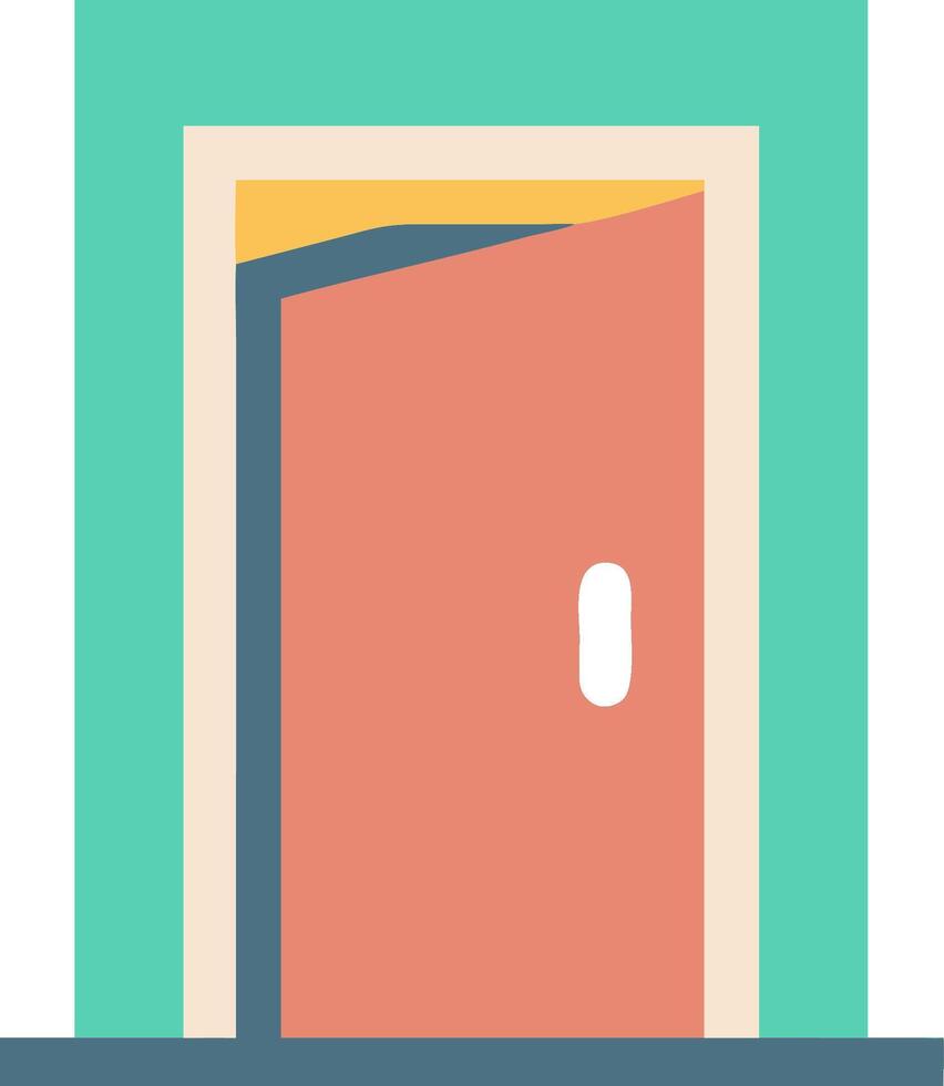 Colorful minimalist illustration of an open doorway with geometric style vector