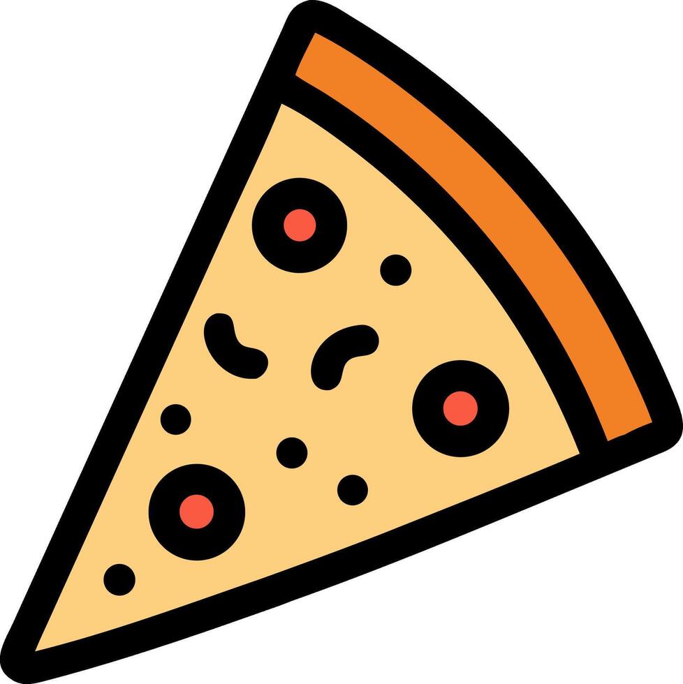 Colorful illustrated pizza slice featuring salami and cheese for design vector